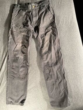 Carhartt Relaxed Fit Double Knee Utility Work Pants 33x34 Charcoal Distressed